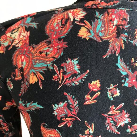 LuLaRoe Womens Dress Size Extra Small XS Julia Black Orange Teal Paisley Bodycon - Picture 4 of 8